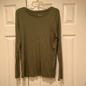 Soft Long Sleeve Top scoop neck XL green olive basic layer women’s